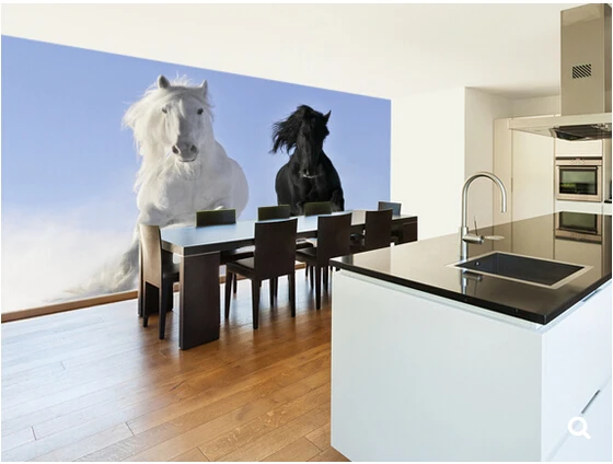 Custom children wallpaper Horses in Snow 3D photo murals for children's rooms park backdrop waterproof papel de parede | Обустройство