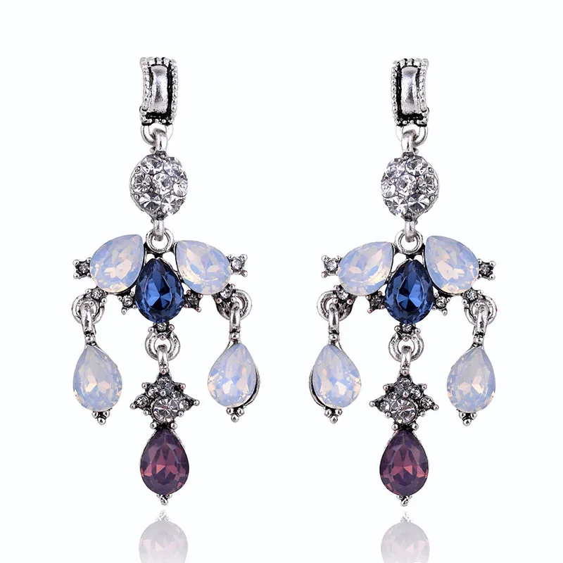 LUBOV блестящие красочные большие цветочные длинные висячие серьги с подвесками и