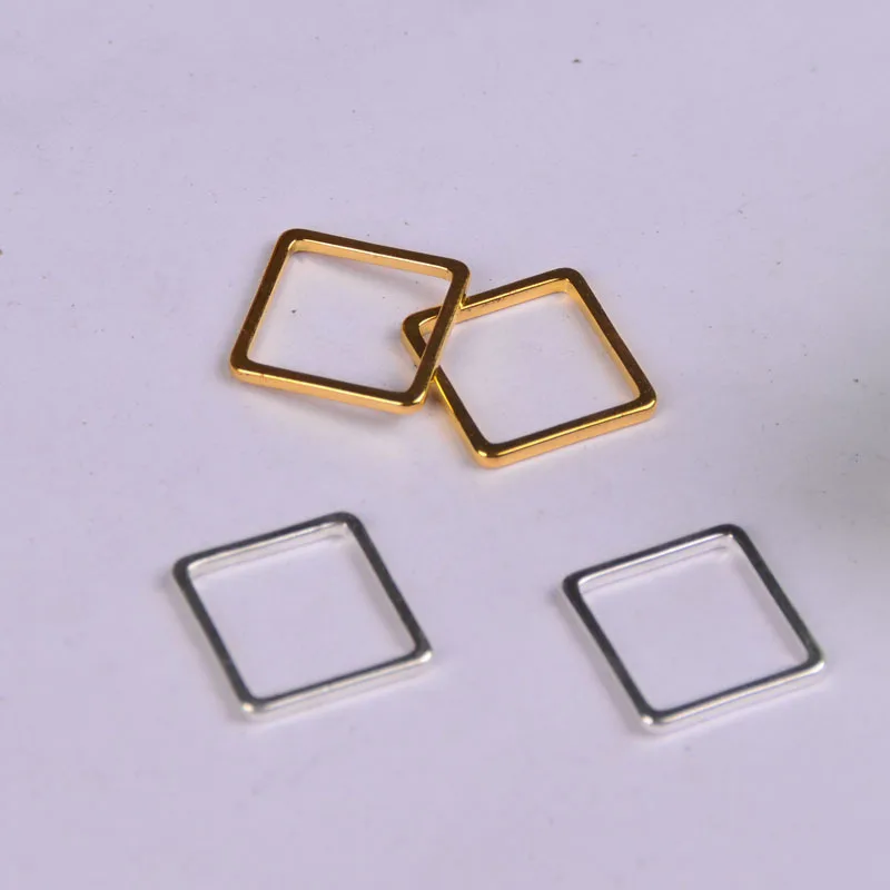50pcs Gold/Silver Plated Square Hollow Charms Pendants for Jewelry Making DIY Handmade Craft wholesale freeship