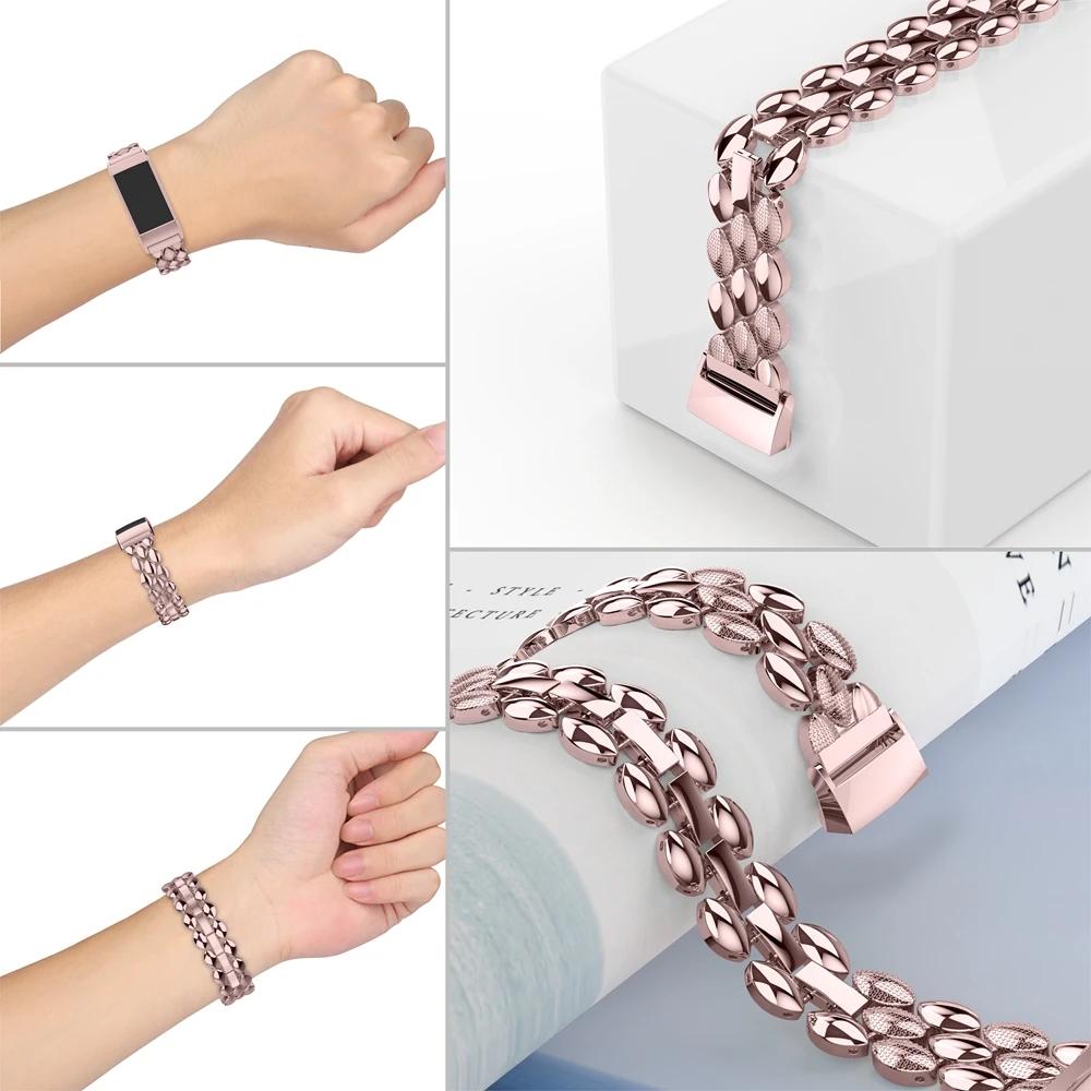 Ремешок для смарт часов Fitbit Charge 3 сменный металлический браслет из нержавеющей
