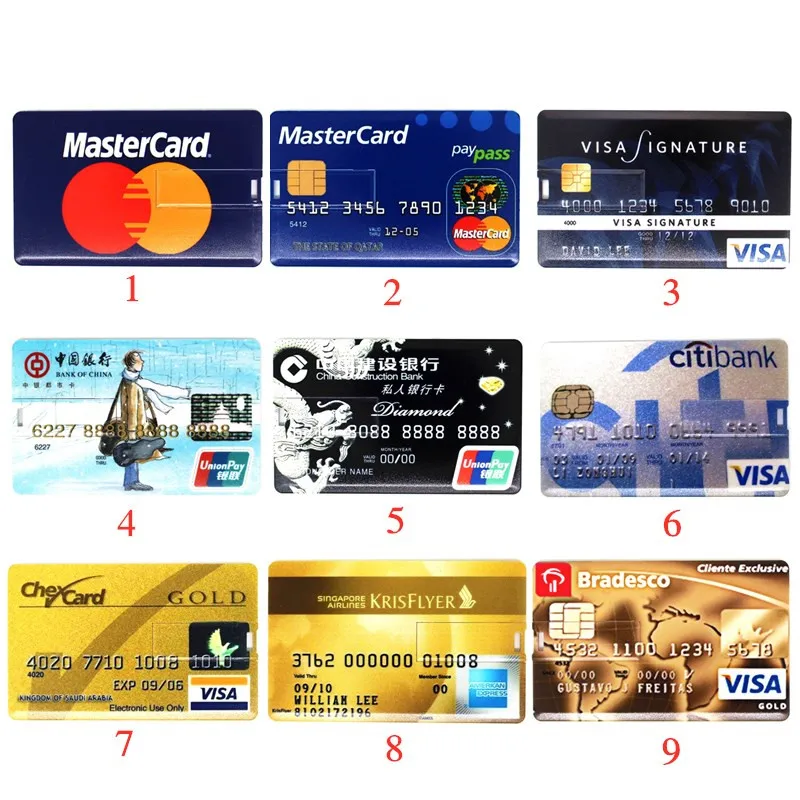 

Hot sale USB Flash Drive 4GB 8GB 16GB 32GB 64GB Bank Credit Card Pen drive Memory Stick 2.0 Pendrive MasterCard Flash Drive