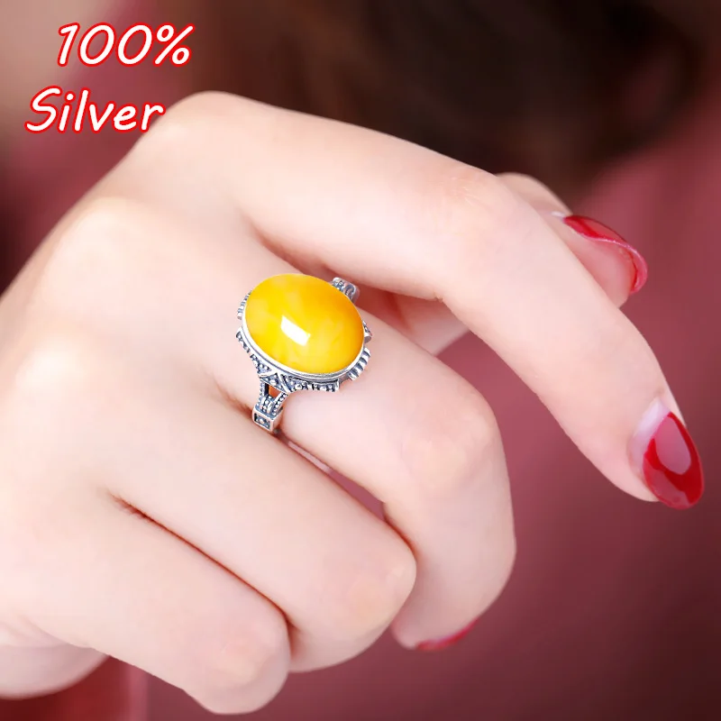 

S925 sterling silver Color ring empty tray inlaid turquoise beeswax sterling ring holder female 8*13mm 9*14mm 10*15mm