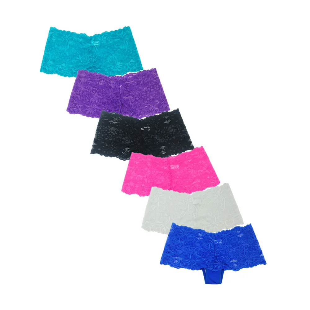 Трусы боксеры женские кружевные с низкой посадкой 6 шт./лот|briefs panties|string womenwomen boxer |