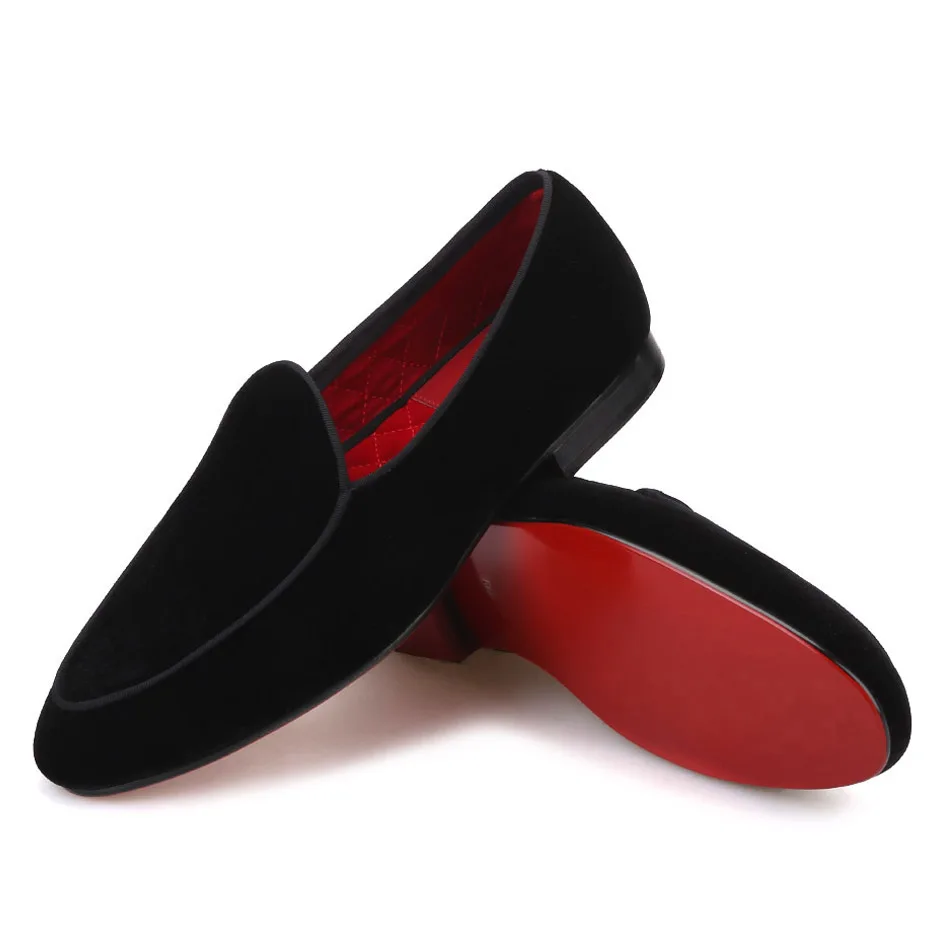 Piergitar brand 2019 Handmade Black colors men velvet shoes Fashion party and wedding men's loafers plus size smoking slippers | Обувь