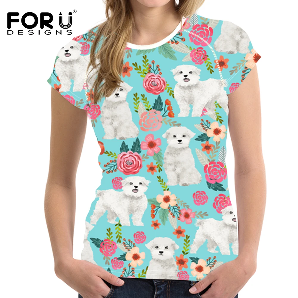 FORUDESIGNS/женская футболка с 3D принтом в цветочек о вырезом для девочек