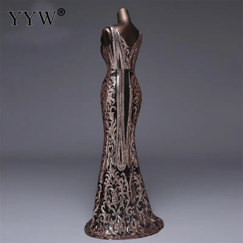 Роскошное женское вечернее платье с блестками v-образным вырезом цветочным