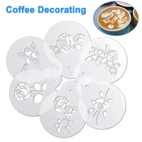 6pcs coffee decorating stencils fancy printing model coffee foam spray template coffee art template scatter flower cushion