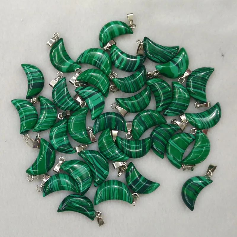 2017 Мода хорошее качество Малахитовый камень полумесяц подвески и для ювелирных