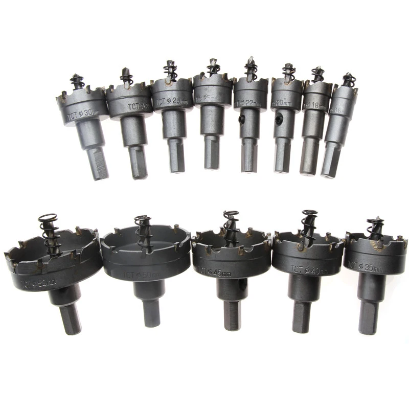 

13PCS Carbide Steel TCT Tipped Drill Bit Kit 16-53mm Stainless Steel Metal Alloy Wood Cutter Hole Saw Drilling Installing Locks