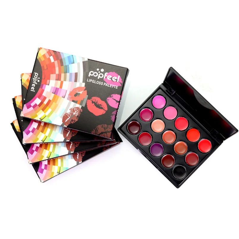 Popfeel бренд мини 15 Цвет Блеск для губ Палитры Lip stick Make Up легко носить долгое batom