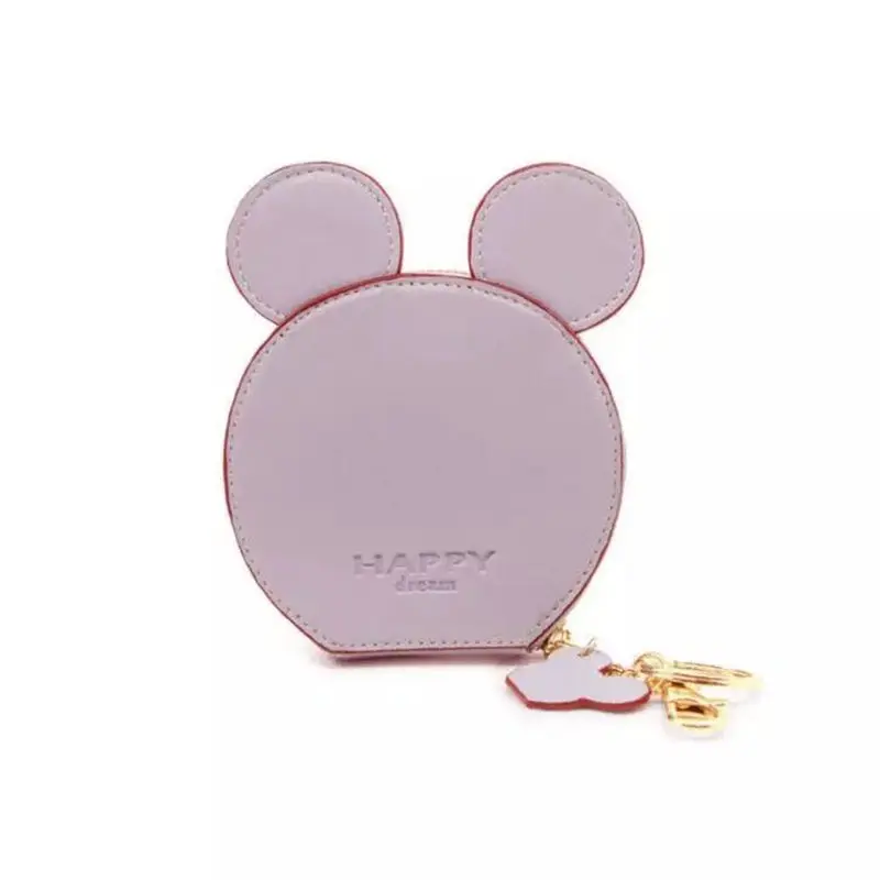 

New design Mickey head wallets women wallets small cute cartoon kawaii card holder key chain money bags for girls ladie 2018