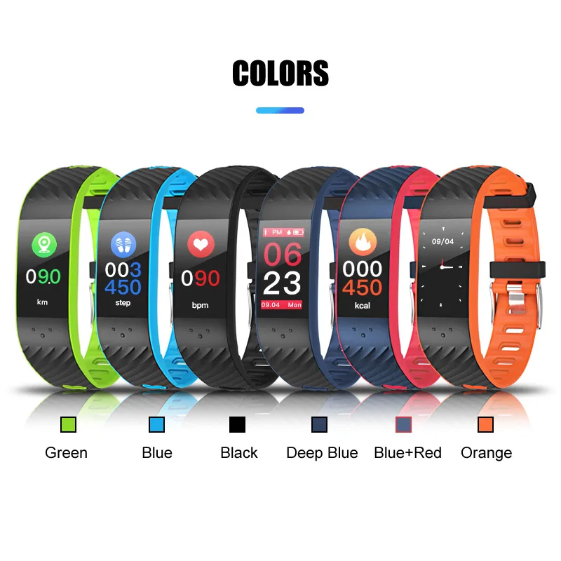 Color Screen Sport Smart Bracelet P4 0.96 inch Blood Pressure Heart Rate Monitor Bluetooth Band Wristbands For Android IOS | Электроника