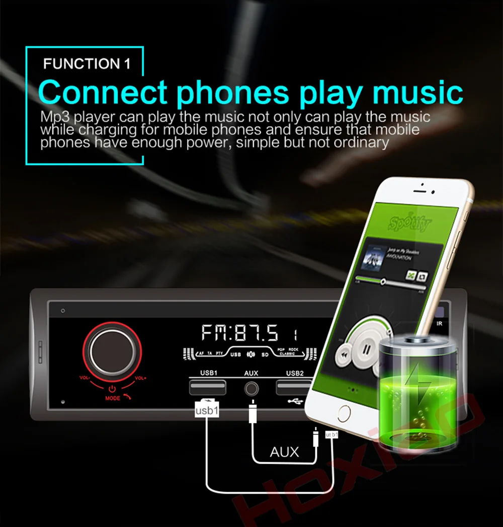 HOXIAO 1 din автомобильный FM AM радио 12 в Bluetooth автомобильный стерео MP3 аудио плеер 5 в зарядное устройство USB Can K песня AUX авто радио