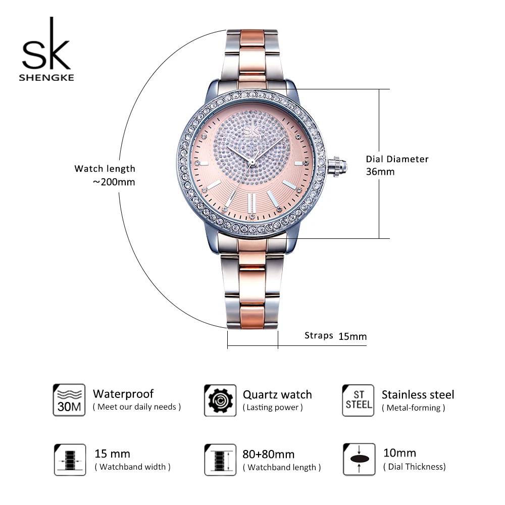 

Shengke Luxury Crystal Women Silver Watches Ladies Quartz Watch Relogio Masculino 2019 SK Women Bracelet Watches #K0075