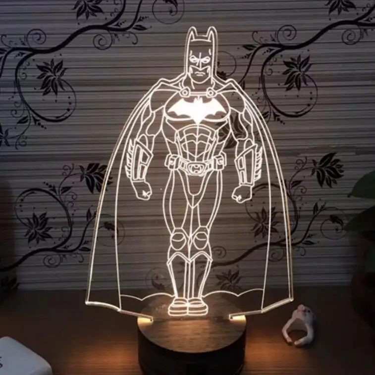 Ночник светильник Бэтмен против Супермена 3D лазерная гравировка s дерево 5 цветов