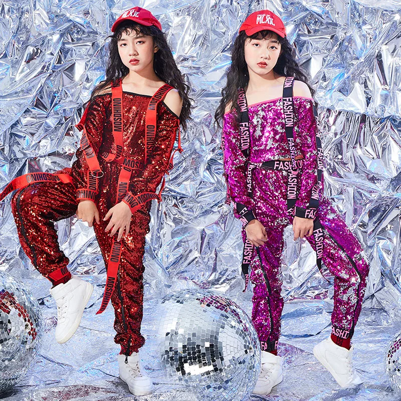 Новые Детские джазовые танцевальные костюмы для девочек в стиле хип хоп модные