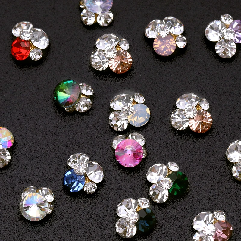 10Pcs Shining Crystal Nail Rhinestones Colorful Red Blue Mixed Size DIY Accessories Tips 3D Art Decorstions | Красота и здоровье