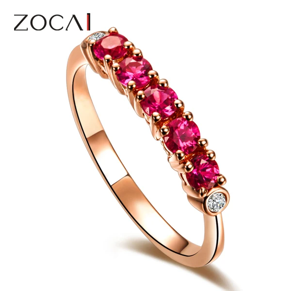 ZOCAI Знаки зодиака драгоценный камень огня 18K розовое золото Рубин Бриллиант