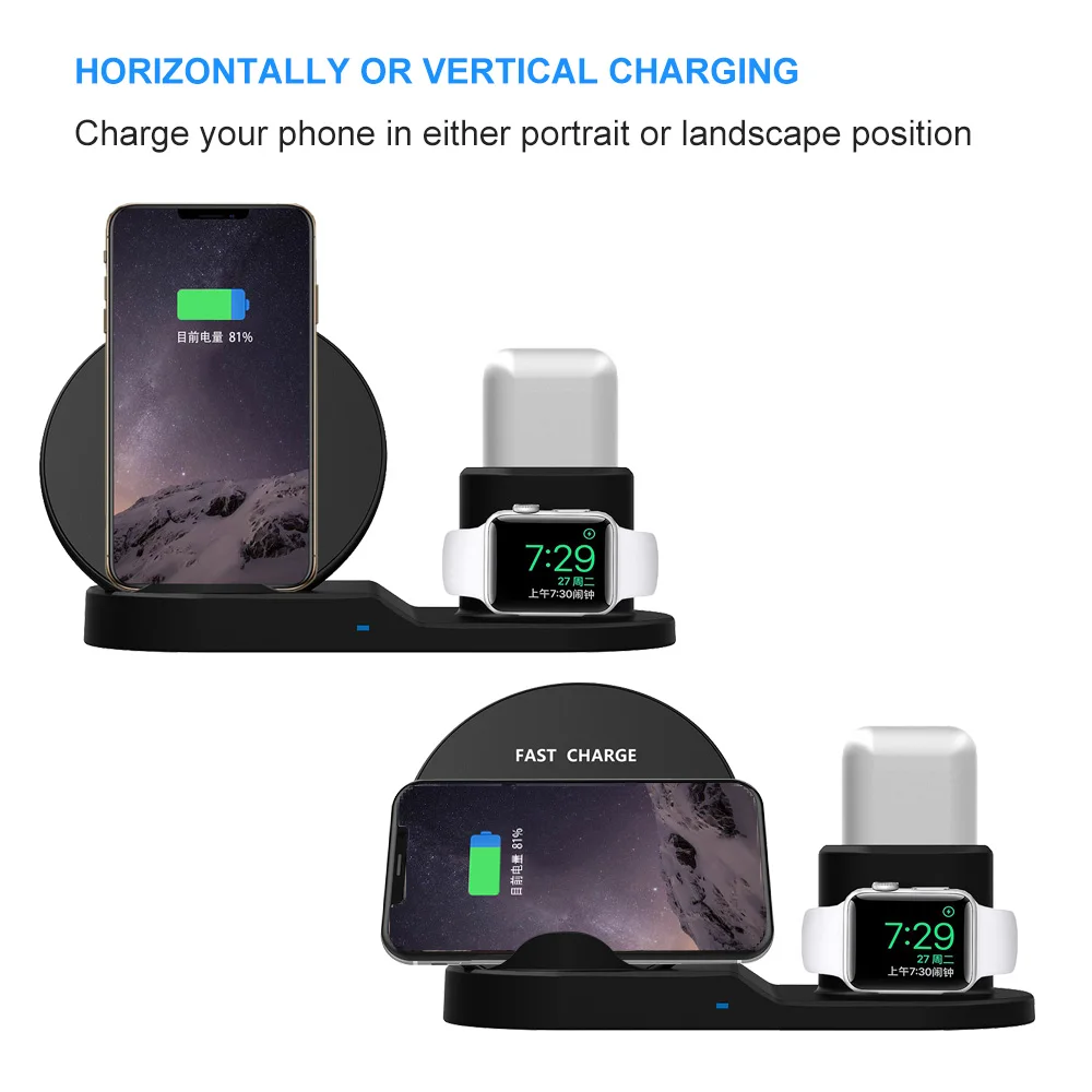 FDGAO 3 в 1 быстрой зарядки Qi Беспроводной Зарядное устройство для Apple watch 2 4 Airpods iPhone XS