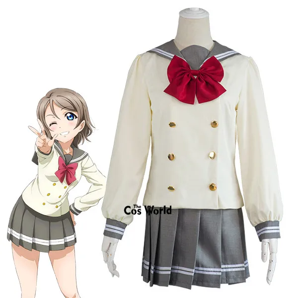 Люблю жить солнце Aqours Ватанабе вы костюм моряка школьная Униформа Топы