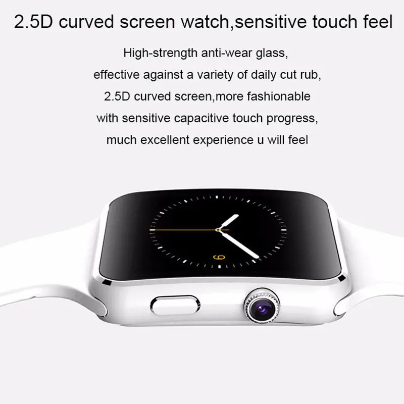 2017 белый Bluetooth Android SmartWatch GSM Часы с камерой 1.3mp 2.5D OGS сенсорный экран 3D датчик