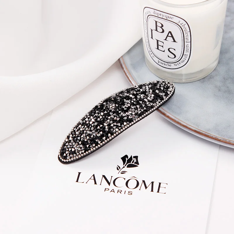 black oval Новые женские роскошные полностью Кристальные капли прямоугольные овальные шпильки элегантные повязки для головы заколки для волос модные аксессуары для волос - Цвет: black oval