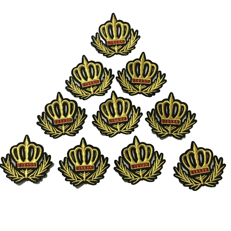 10 Pieces/lot Gold Crown Embroidered Iron on Patches for Clothes Backpack Embroidery Appliques Badge Sewing DIY | Дом и сад