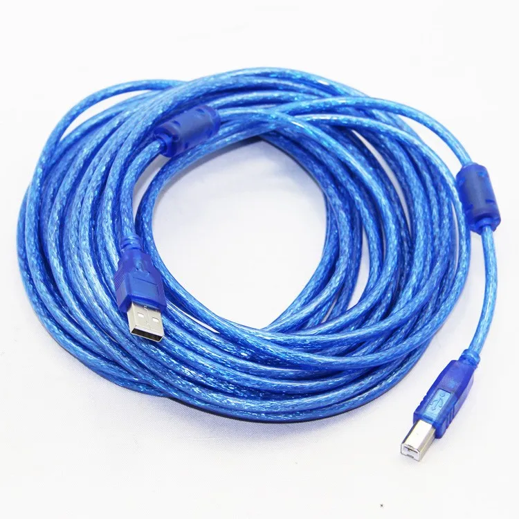 Bochara USB 2,0 кабель для принтера тип A папа-Тип B Папа из фольги+ Плетеный защитный прозрачный синий 1,5 м 1,8 м 3 м 5 м 10 м