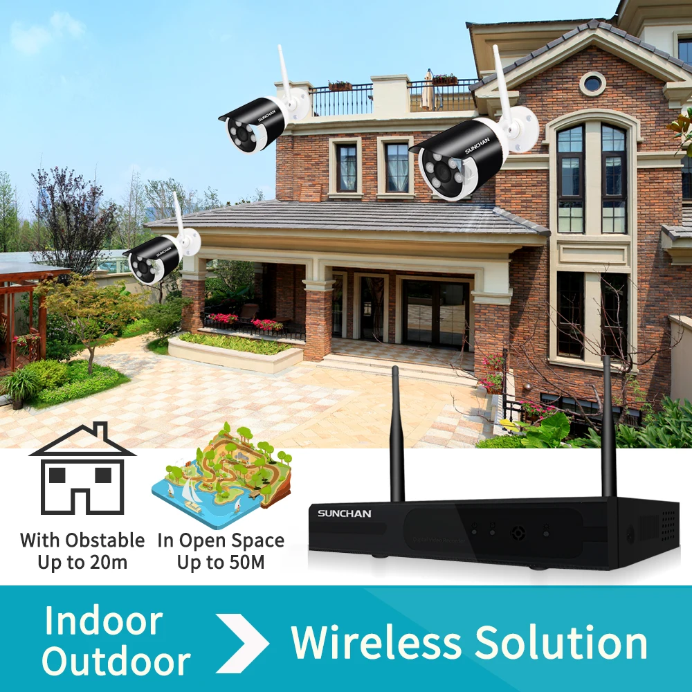 SUNCHAN CCTV Системы 960 P 8ch HD Беспроводной NVR Открытый ИК Ночное видение 1280*960 IP Камера Wi