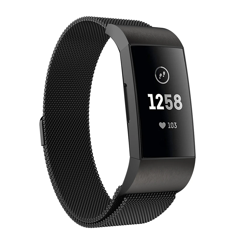 Металлический браслет из нержавеющей стали для Fitbit Charge 3 4 Миланский магнитный