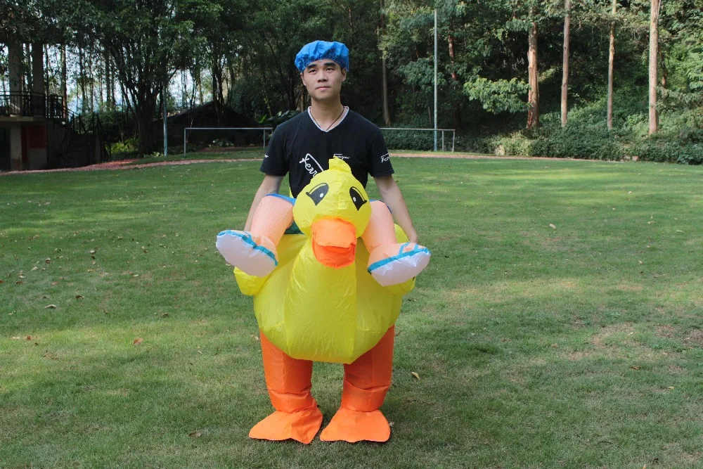 Новинка! Хэллоуин надувной желтый костюм утки для взрослых животных Косплей