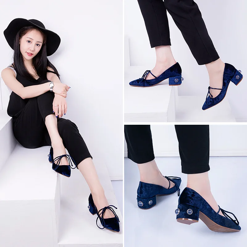 2017 Fujin весна новый Стиль Моды Стразы коллекции тонкий и высокий каблук насосы