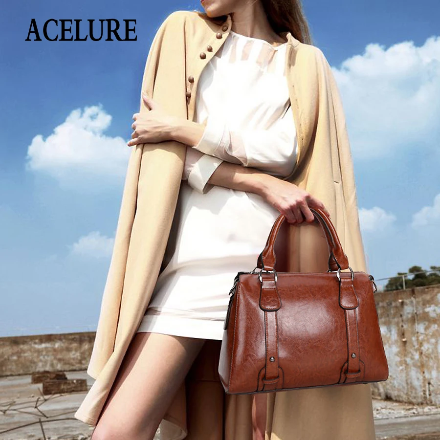 

ACELURE Vintage PU Leather Ladies Shoulder Bag Women Messenger Bags Totes Designer Crossbody Handbags Hot Sale Shopping Bags