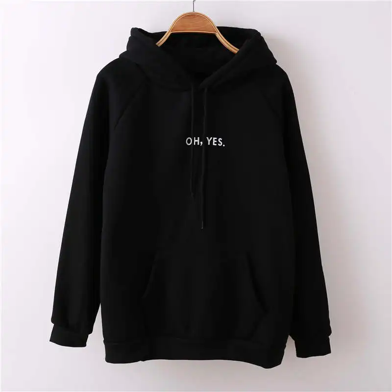 OH YES New Sweater 2018 Fashion Corduroy Long sleeves Letter printing Girl Light yellow Pullovers Tops O-neck Woman | Женская одежда
