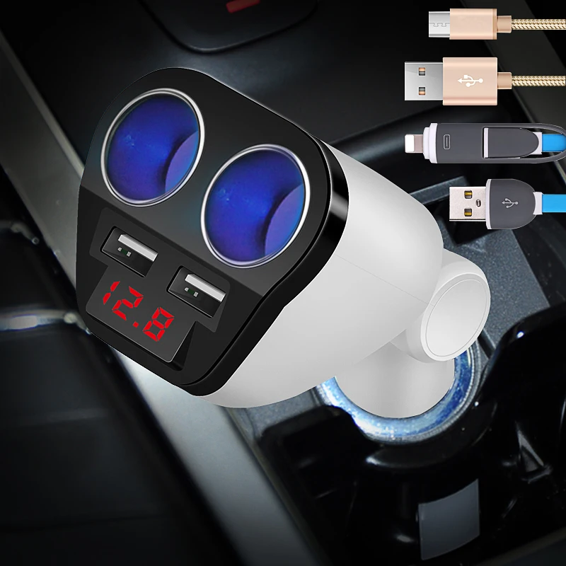 ACCNIC 12V 24V Универсальный Автомобильный USB адаптер для автомобильного прикуривателя розетка 5V 3.4A Диагностика напряжения автомобиля дисплей с Typc C кабель