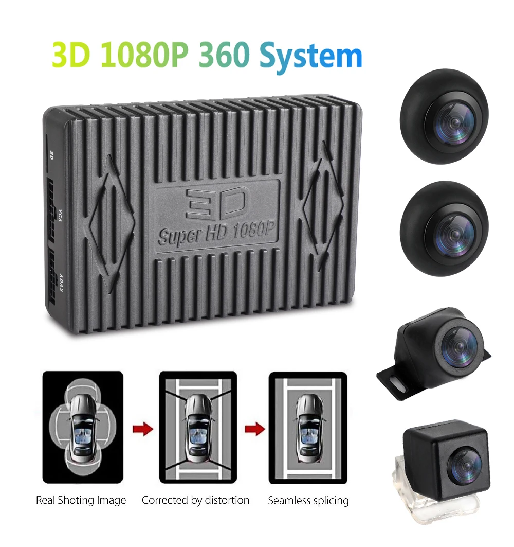 3D 1080P 360 градусов Система наблюдения за птицами 4 камеры панорамный Автомобильный видеорегистратор запись парковки камера заднего вида с g-сенсором dvr четырехъядерный процессор