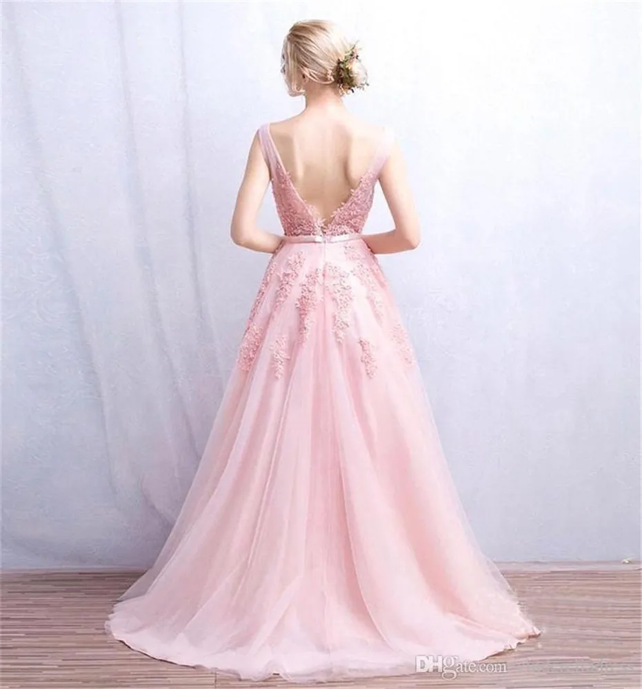 Robe de Soiree Long Evening Dress Double V-Neck A-line Gowns Applique Backless Vestido Formal Party | Свадьбы и торжества