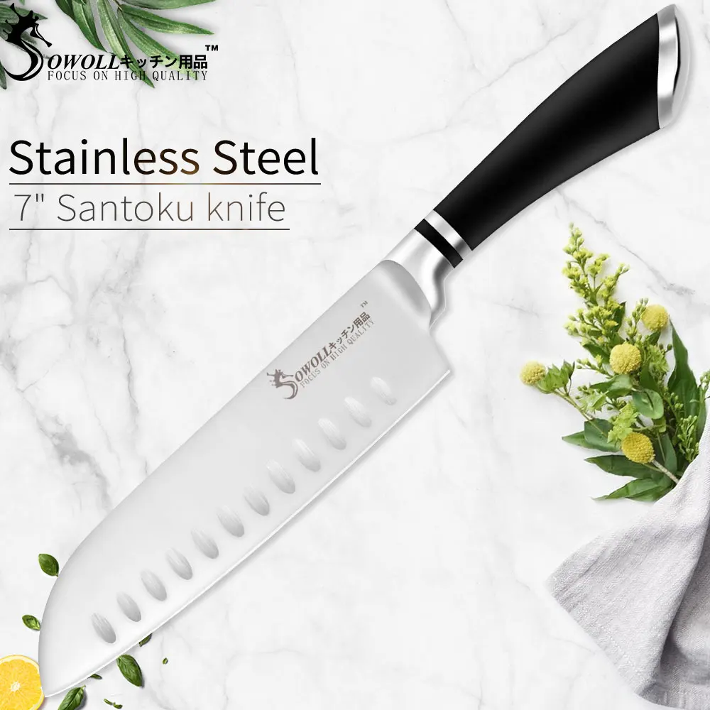 D Santoku Sowoll профессиональный китайский разделочный нож Острый кухонный Мясник нож для резки стейка/куриной кости/рыбы/птицы Кливер - Цвет: D Santoku