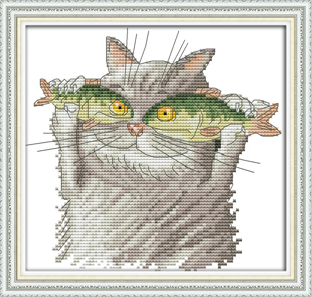 Картина I love fish cat из мультфильма сделай сам рассчитана на холст DMC 14CT 11CT китайские