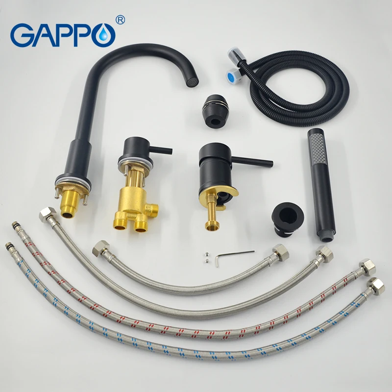 Смеситель для ванной комнаты GAPPO дождевой Черный кран раковины настенный