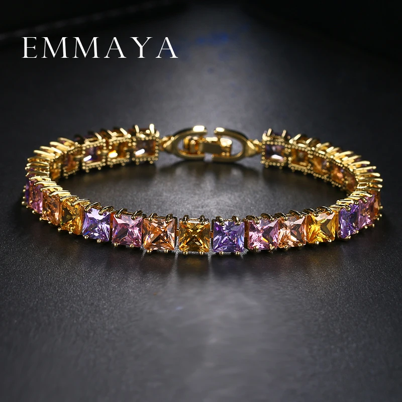 Женские браслеты для тенниса Emmaya AAA + элегантные квадратные многоцветные цвета