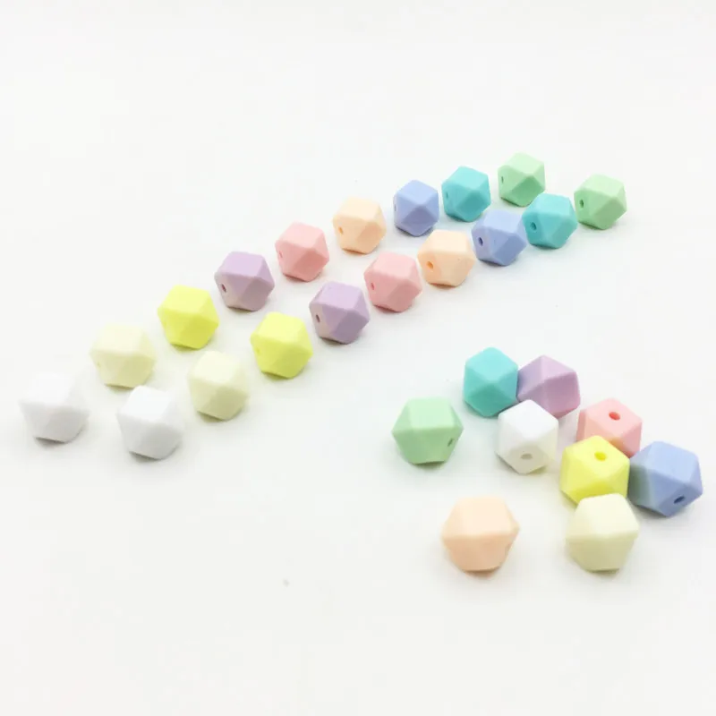 baby colors Мини геометрические шестигранные силиконовые бусины для зубов-сделай сам Лот из 100 штук шестигранные свободные отдельные силиконовые бусины без соединительной линии - Цвет: baby colors