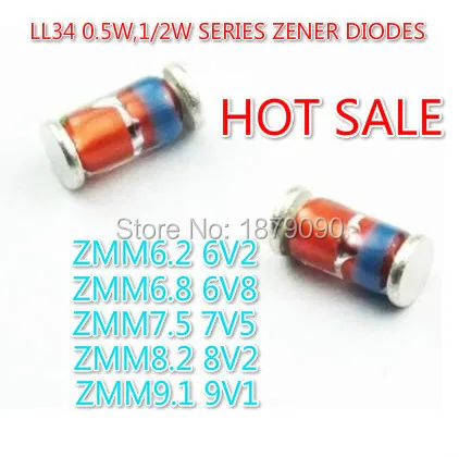 Диод Зенера 1/2 Вт 500 МВт LL34 1206 6 2 В 8 в 7 5 9 1 6V2 6V8 7V5 8V2 9V1 ZMM6V2 ZMM6V8 ZMM7V5 ZMM8V2 ZMM9V1|Аксессуары