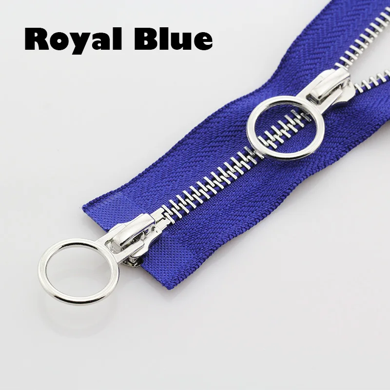 Royal Blue 5# разъемная застежка-молния двойной круг ползунки 60/70/80/90/100/120/150 см автоматический металлический замок застежки-молнии - Цвет: Royal Blue