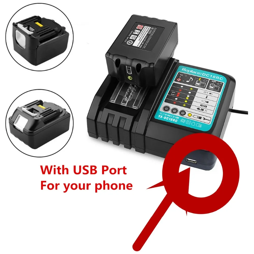 USB port High quality DC18RC battery Charger 7.2V-18V fit for Makita Power Tools Lithium Battery EU PLUG FREE SHIPPING | Электроника