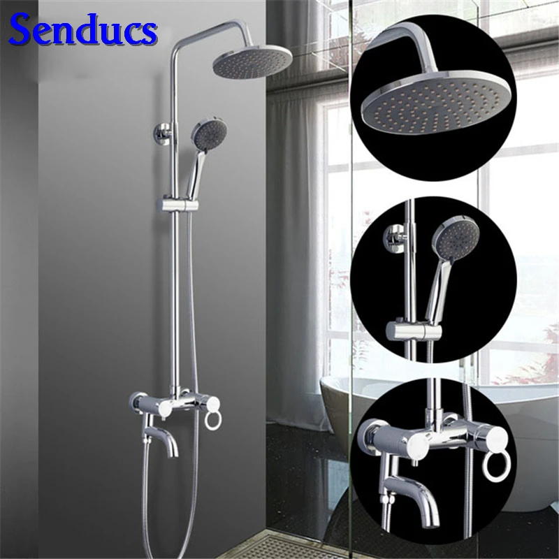 

Senducs Polished Chrome Bath Shower Set Water Saving Bathroom Shower Set with Top Quality Brass Chrom Bath Shower Set