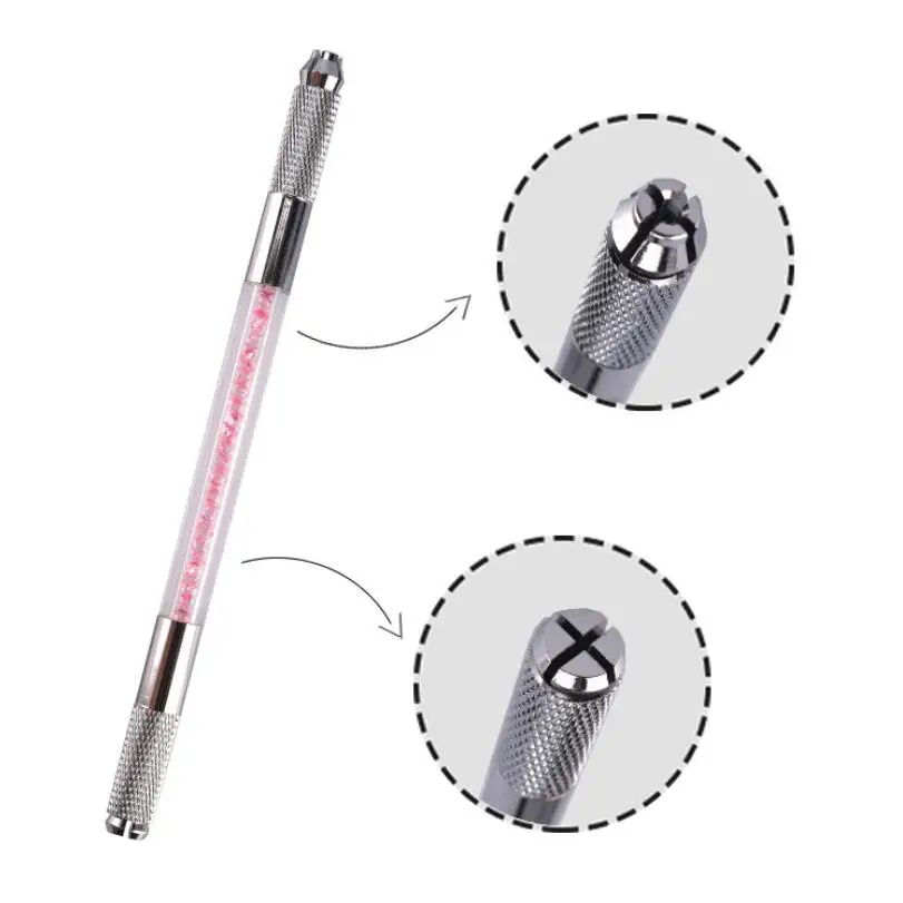 

5Pcs Crystal Manual Tebori Tattoo Permanent Makeup Pen Machine Microbladeing Pen For Lip Eyebrow Eyeliner Double Heads