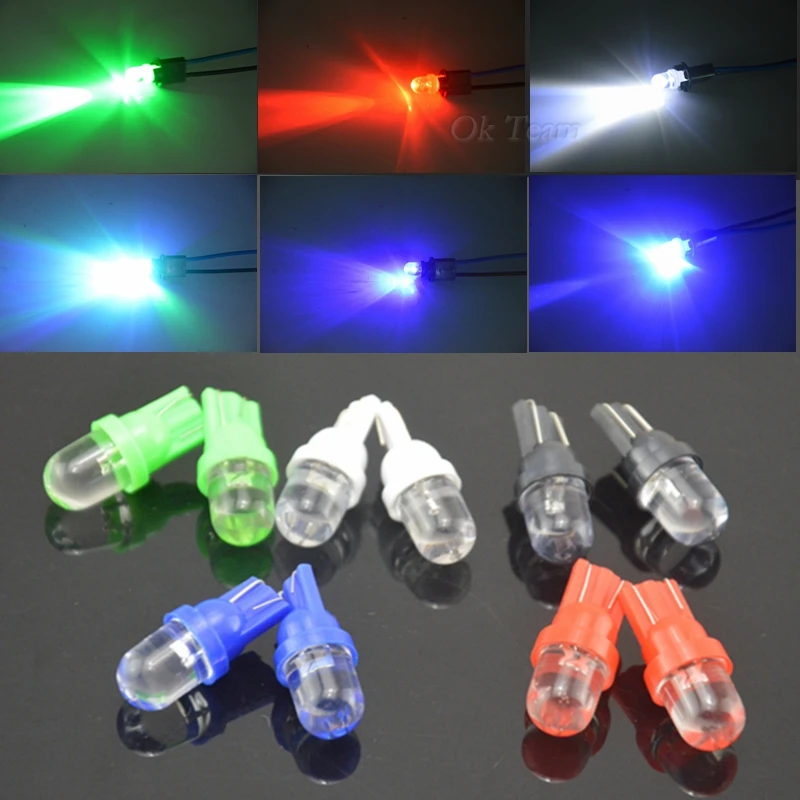 

10PCS/Lot Universal T10 LED W5W 158 168 194 501 12V Car LED Side Dashboard Wedge Light Bulbs 5 Colors Available Free Shipping