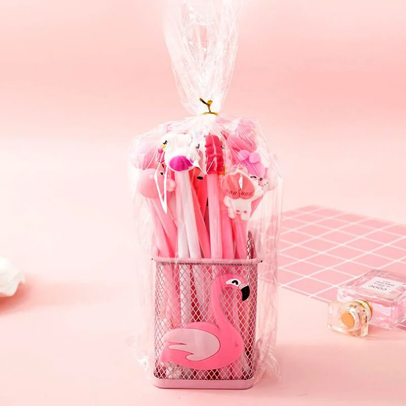 20 шт./компл. Kawaii рисунок «Hello Kitty» фламинго и т. д. иглы набор гелевых ручек новые подарки для девочек офиса ПИСЬМЕННЫЕ ручка с чернилами стандартных цветов канцелярских принадлежностей мешок держатель для ручки