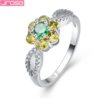 jrose wholesale round cut rainbow purple green white cubic zirconia fashion jewelry silver ring size6 7 8 9 free shipping gifts